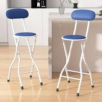 MCC Direct Folding Breakfast Bar Stool padded High Chair Set of 2 White in Blue