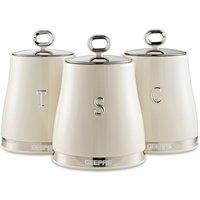 Geepas 3-Piece Tea Coffee Sugar Canisters Set 1.4L Carbon Steel Body in Cream