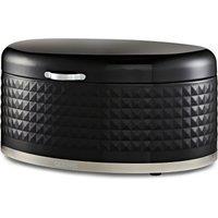 Geepas Argyle 9L Bread Bin Carbon Steel Container with Flip-Open Lid in Black