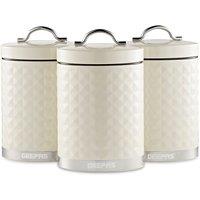 Geepas Argyle 3-Piece Tea Coffee Sugar Canisters Set 1.3L Containers in Cream