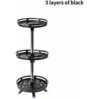 Nordara 3 Tier 360 Rotation Kitchen Spice Rack Organizer Storage Tray Round in Black | Size: 100 cm x 60 cm