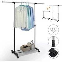 Nordara Movable Adjustable Garment Rack Shelf Brakes Laundry Storage in Silver | Size: 800mm
