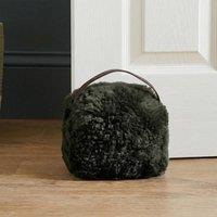 Native Natural Sheepskin Doorstop in Dark Green | Size: 15 cm