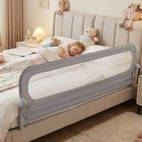 CASART Foldable Toddler Bed Rail 198 cm Long Adjustable Baby Bed Rail Guard in Grey