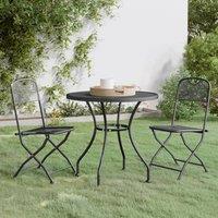 Berkfield Home 3 Piece Garden Dining Set Expanded Metal Mesh Anthracite in Black