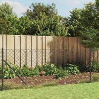 Berkfield Home Chain Link Fence with Spike Anchors Anthracite 0.8x25 m in Black