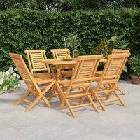 Berkfield Home 7 Piece Garden Dining Set Solid Wood Teak in Brown