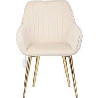 Hygrad Built to Survive Set of 2 Velvet Dining Chair Padded Seat Gold Legs Kitchen Home Office Lounge Chair in Beige