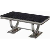 Stratus Interiors Arriana Marble Top Dining table with Circular Metal Stand 1.8mt in Black