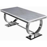 Stratus Interiors Arriana Marble Top Dining table with Circular Metal Stand 1.8mt in Light Grey