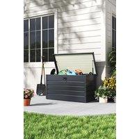 H&O Direct Garden Steel Lockable Storage Box for Tools in Black