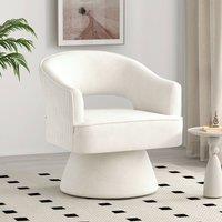 SEYNAR Stylish Accent Chair 360 Degree Swivel Velvet Armchair Upholstered in Beige