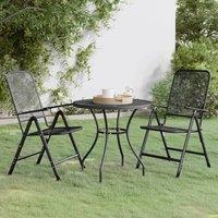 Berkfield Home 3 Piece Garden Dining Set Expanded Metal Mesh Anthracite in Black