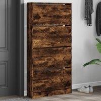 Berkfield Home Shoe Cabinet with 4 Flip-Drawers Smoked Oak 80x21x163.5 cm in Brown