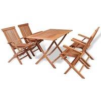 Berkfield Home 5 Piece Garden Dining Set Solid Teak Wood in Brown