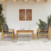 Berkfield Home 3 Piece Garden Lounge Set with Cushions Solid Wood Acacia in Brown