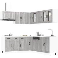 Berkfield Home 11 Piece Kitchen Cabinet Set Lucca Grey Sonoma Engineered Wood