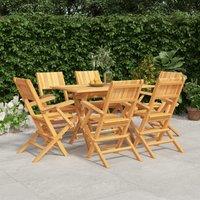 Berkfield Home 7 Piece Garden Dining Set Solid Wood Teak in Brown