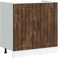 Berkfield Home Sink Base Cabinet Lucca Smoked Oak Engineered Wood in Brown