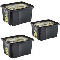 Keeeper Minions Turning Stacking Box 24L, 30L & 45L Set - Black