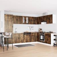 Berkfield Home Lucca Kitchen Cabinet with Double Basins in Smoked Oak Engineered Wood in Brown