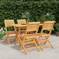 Berkfield Home 5 Piece Garden Dining Set Solid Wood Teak in Brown