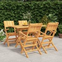 Berkfield Home 5 Piece Garden Dining Set Solid Wood Teak in Brown