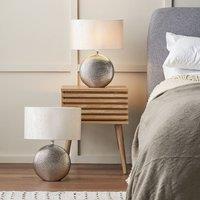 Ruma Set of 2 Mabel Silver Dot Textured Ceramic Table Lamp