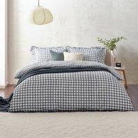 Yard Barton Gingham Check Reversible Duvet Cover Set in Navy | Size: Double