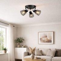 Pagazzi Zach 3 Light Black Ceiling Spotlight Plate with Glass Shade