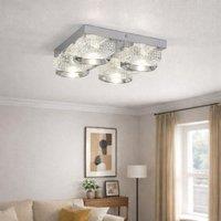 Pagazzi Liana Polished Chrome Square Led Flush Ceiling Light in Silver