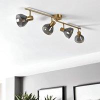 Pagazzi Fosco 4 Light Split Bar Brass Spot Ceiling Light in Gold