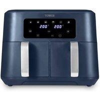 Tower Dual Basket Air Fryer, Vortx 8.5L, T17137CMNB, Midnight Blue & Chrome in Dark Blue