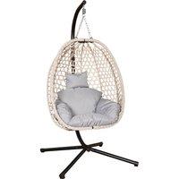 Samuel Alexander Cool Grey Hanging Rattan Egg Chair with Steel Frame &Waterproof Cover