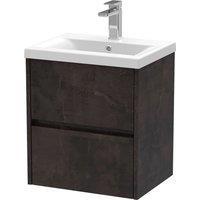 Balterley Square Wall Hung 2 Drawer Vanity Unit & Basin 500mm Metallic Slate in Grey