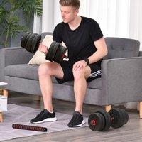 HOMCOM 30kg Adjustable 2 IN 1 Barbell Dumbbells Weight Set for Body Fitness in Black