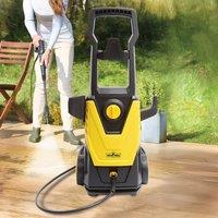 Victor Tools Pressure Washer with Adjustable Bar & Easy-Roll Wheels, 1600W in Yellow