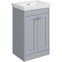 Balterley 500mm Floor Standing 2 Door Unit with Basin No Tap Hole - Satin Grey