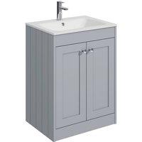 Balterley 600mm Floor Standing 2 Door Unit & Stone Basin 1 Tap Hole - Satin Grey