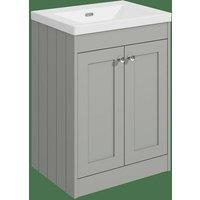 Balterley 600mm Floor Standing 2 Door Unit & Minimalist Basin No Tap Hole - Grey