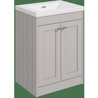Balterley 600mm Floor Standing 2 Door Unit with Basin No Tap Hole - Pebble Grey