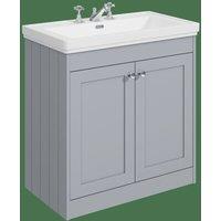 Balterley 800mm Floor Standing 2 Door Unit & Classic Basin 3 Tap Hole Satin Grey