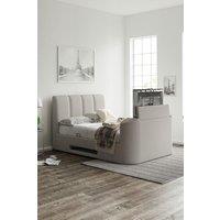 Time4sleep Copenhagen Shell Upholstered Ottoman TV - Bed Frame in Cream | Size: King