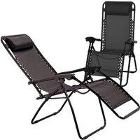 BARGAINS-GALORE 2 X Zero Gravity Chairs Garden Reclining Recliner Relaxer Sun Lounger in Black