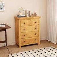 Cabinet Bits Lugo 4 Drawer Chest of Drawers Brass Knob in Light Brown