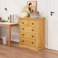 Cabinet Bits Lucca 4 Drawer Chest of Drawers Brass Knob in Light Brown