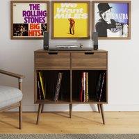GFW Jaxon 2 Drawer Vinyl Turntable Stand in Walnut