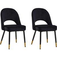 Hygrad Built to Survive Velvet Dining Chairs with Cushioned Padded Seat Kitchen Chairs Set of 2 in Black