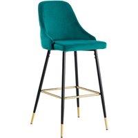 Hygrad Built to Survive Set of 2 Bar Stools Velvet Metal Legs Breakfast Stools Kitchen Padded Chairs Home in Green
