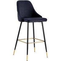 Hygrad Built to Survive Set of 2 Bar Stools Velvet Metal Legs Breakfast Stools Kitchen Padded Chairs Home in Black